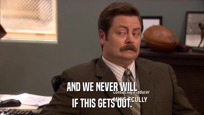AND WE NEVER WILL IF THIS GETS OUT. 