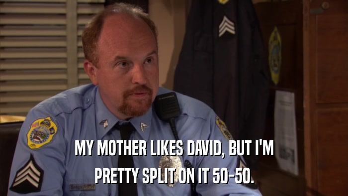 MY MOTHER LIKES DAVID, BUT I'M PRETTY SPLIT ON IT 50-50. 
