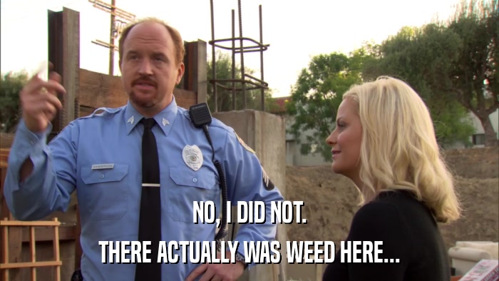 NO, I DID NOT. THERE ACTUALLY WAS WEED HERE... 