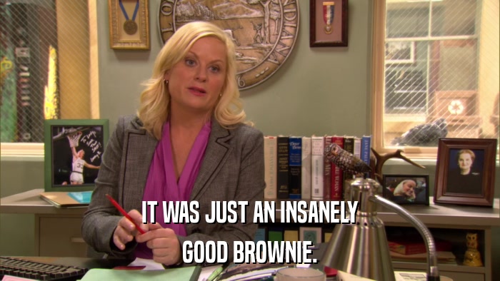 IT WAS JUST AN INSANELY GOOD BROWNIE. 