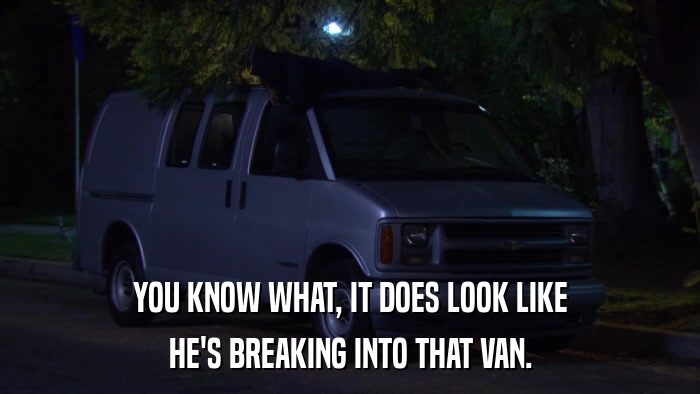 YOU KNOW WHAT, IT DOES LOOK LIKE HE'S BREAKING INTO THAT VAN. 