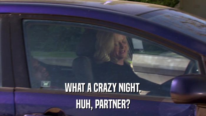 WHAT A CRAZY NIGHT. HUH, PARTNER? 