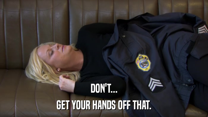 DON'T... GET YOUR HANDS OFF THAT. 