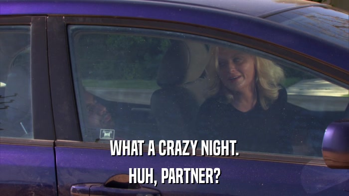 WHAT A CRAZY NIGHT. HUH, PARTNER? 