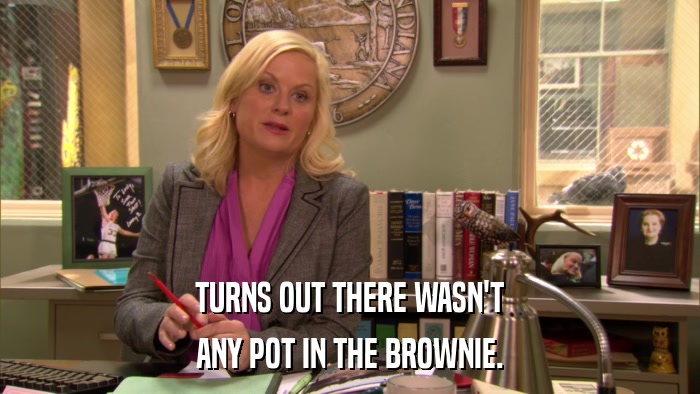 TURNS OUT THERE WASN'T ANY POT IN THE BROWNIE. 