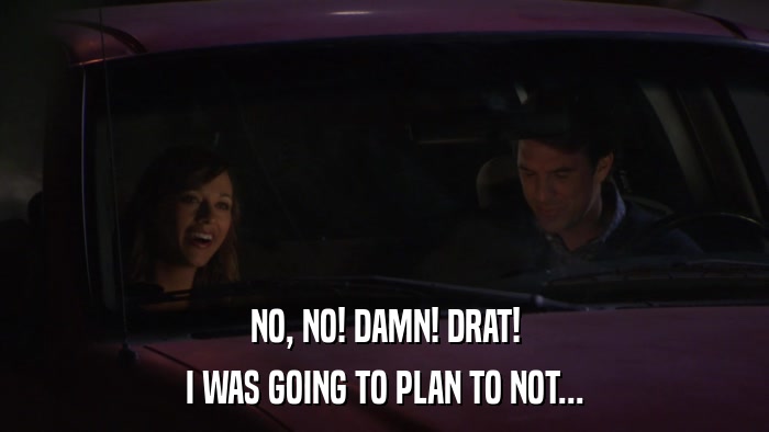 NO, NO! DAMN! DRAT! I WAS GOING TO PLAN TO NOT... 