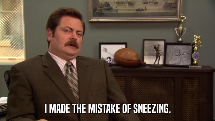 I MADE THE MISTAKE OF SNEEZING.  