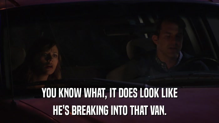 YOU KNOW WHAT, IT DOES LOOK LIKE HE'S BREAKING INTO THAT VAN. 