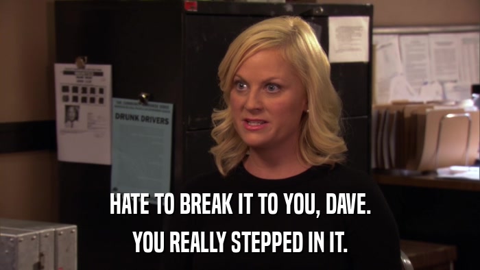 HATE TO BREAK IT TO YOU, DAVE. YOU REALLY STEPPED IN IT. 