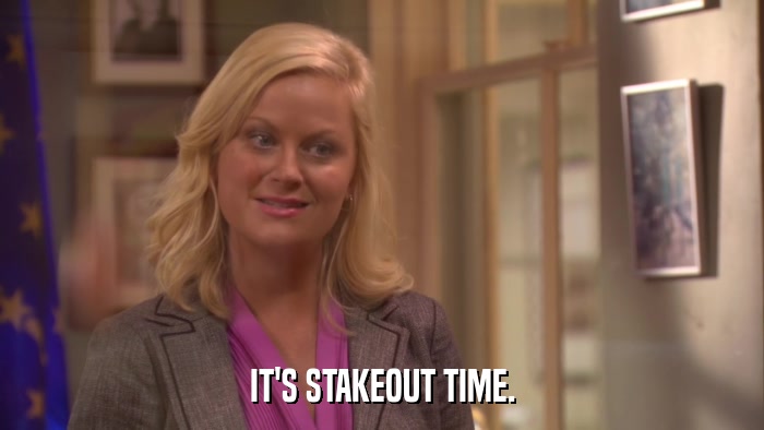 IT'S STAKEOUT TIME.  