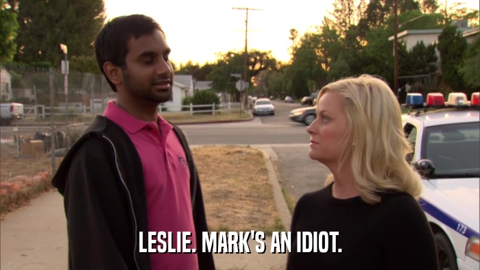 LESLIE. MARK'S AN IDIOT.  