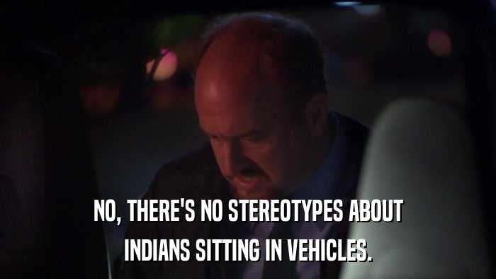 NO, THERE'S NO STEREOTYPES ABOUT INDIANS SITTING IN VEHICLES. 