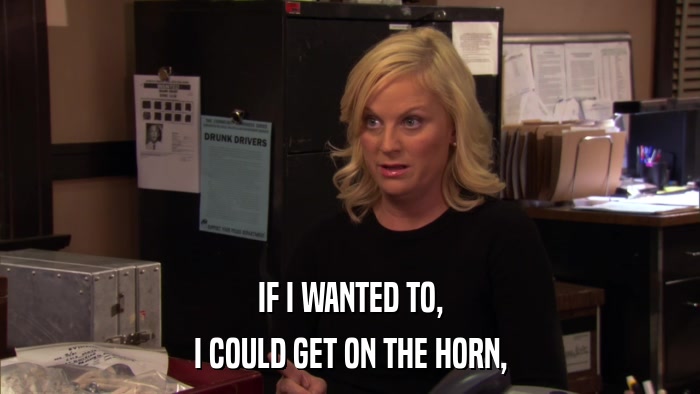 IF I WANTED TO, I COULD GET ON THE HORN, 