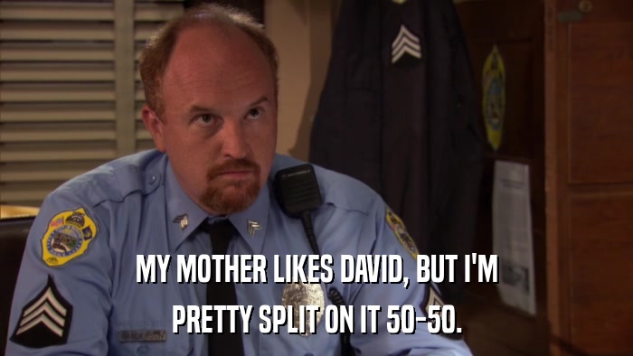 MY MOTHER LIKES DAVID, BUT I'M PRETTY SPLIT ON IT 50-50. 