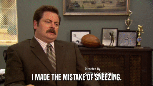 I MADE THE MISTAKE OF SNEEZING.  