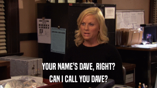 YOUR NAME'S DAVE, RIGHT? CAN I CALL YOU DAVE? 
