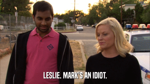 LESLIE. MARK'S AN IDIOT.  