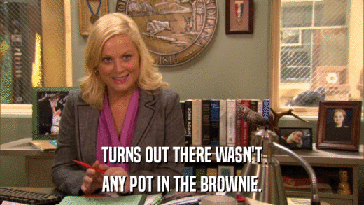 TURNS OUT THERE WASN'T ANY POT IN THE BROWNIE. 