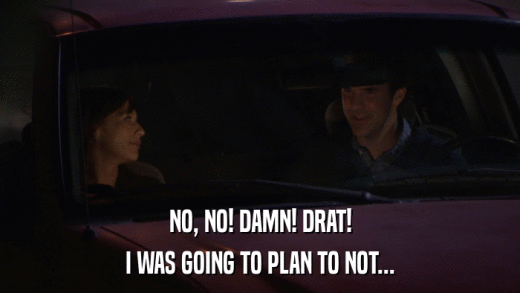 NO, NO! DAMN! DRAT! I WAS GOING TO PLAN TO NOT... 