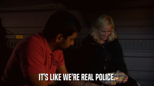 IT'S LIKE WE'RE REAL POLICE.  