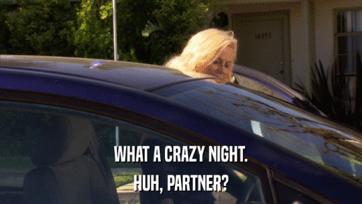 WHAT A CRAZY NIGHT. HUH, PARTNER? 