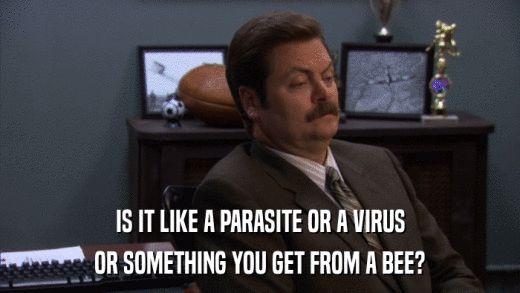 IS IT LIKE A PARASITE OR A VIRUS OR SOMETHING YOU GET FROM A BEE? 
