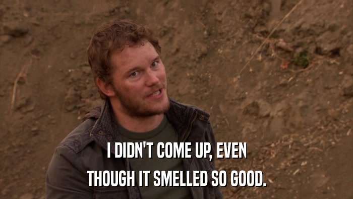 I DIDN'T COME UP, EVEN THOUGH IT SMELLED SO GOOD. 