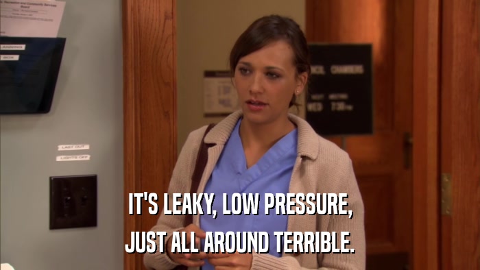 IT'S LEAKY, LOW PRESSURE, JUST ALL AROUND TERRIBLE. 