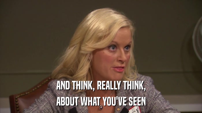 AND THINK, REALLY THINK, ABOUT WHAT YOU'VE SEEN 