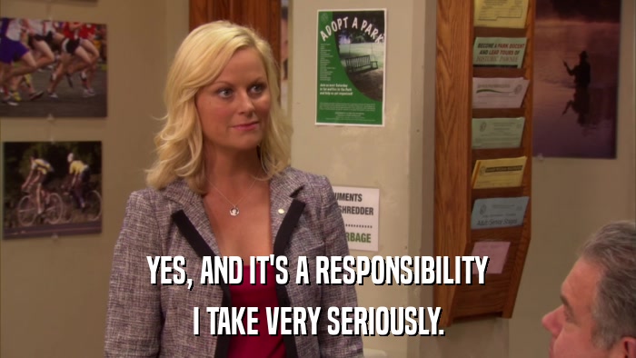 YES, AND IT'S A RESPONSIBILITY I TAKE VERY SERIOUSLY. 