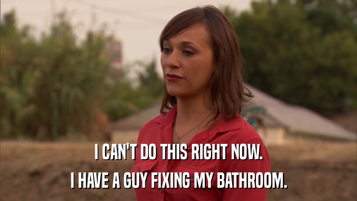 I CAN'T DO THIS RIGHT NOW. I HAVE A GUY FIXING MY BATHROOM. 