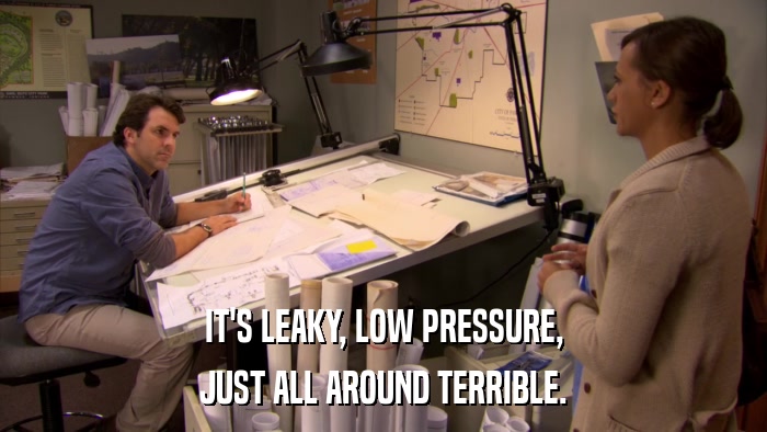 IT'S LEAKY, LOW PRESSURE, JUST ALL AROUND TERRIBLE. 
