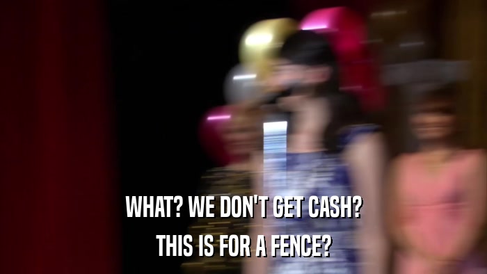 WHAT? WE DON'T GET CASH? THIS IS FOR A FENCE? 
