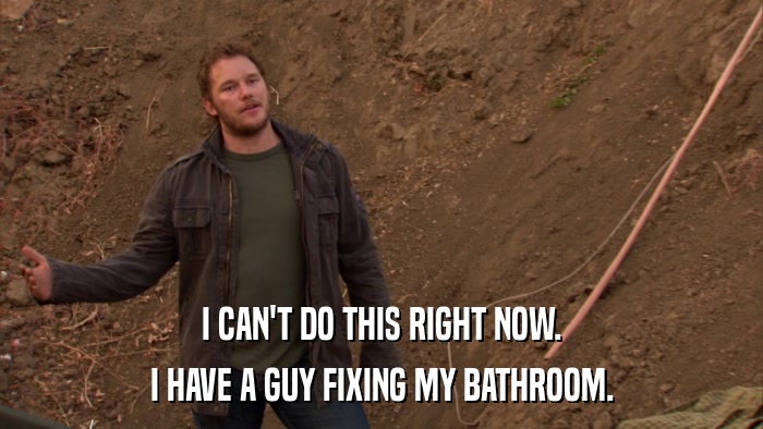 I CAN'T DO THIS RIGHT NOW. I HAVE A GUY FIXING MY BATHROOM. 