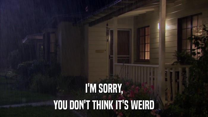I'M SORRY, YOU DON'T THINK IT'S WEIRD 