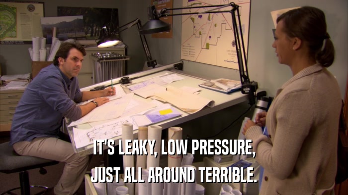 IT'S LEAKY, LOW PRESSURE, JUST ALL AROUND TERRIBLE. 