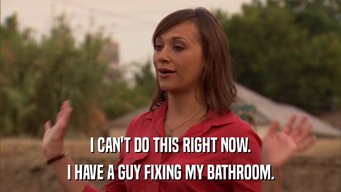 I CAN'T DO THIS RIGHT NOW. I HAVE A GUY FIXING MY BATHROOM. 