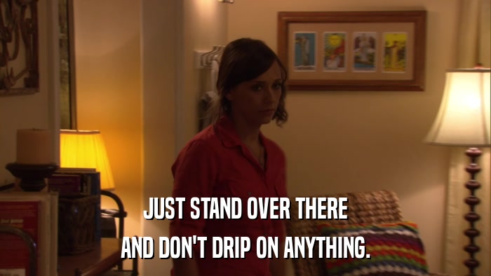 JUST STAND OVER THERE AND DON'T DRIP ON ANYTHING. 