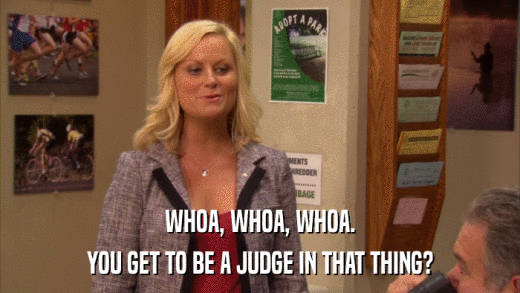 WHOA, WHOA, WHOA. YOU GET TO BE A JUDGE IN THAT THING? 