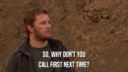 SO, WHY DON'T YOU CALL FIRST NEXT TIME? 