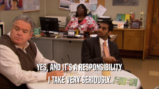 YES, AND IT'S A RESPONSIBILITY I TAKE VERY SERIOUSLY. 