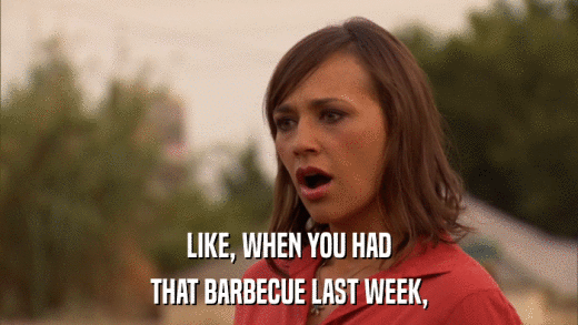 LIKE, WHEN YOU HAD THAT BARBECUE LAST WEEK, 