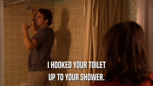 I HOOKED YOUR TOILET UP TO YOUR SHOWER. 