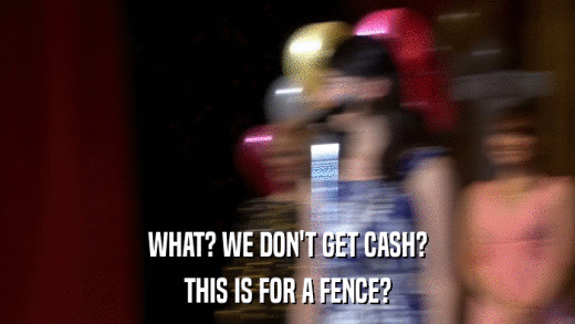 WHAT? WE DON'T GET CASH? THIS IS FOR A FENCE? 