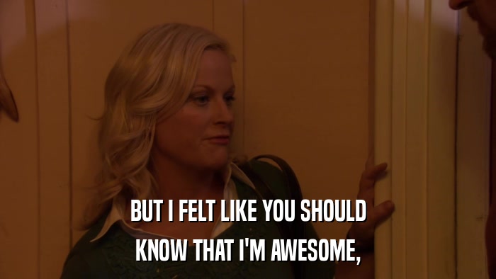 BUT I FELT LIKE YOU SHOULD KNOW THAT I'M AWESOME, 