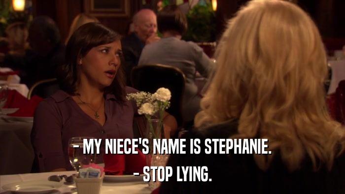 - MY NIECE'S NAME IS STEPHANIE. - STOP LYING. 