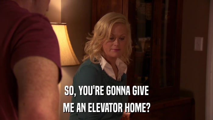SO, YOU'RE GONNA GIVE ME AN ELEVATOR HOME? 
