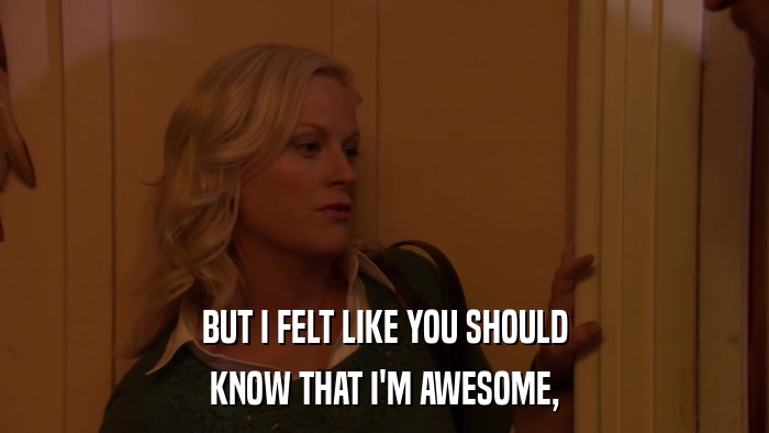 BUT I FELT LIKE YOU SHOULD KNOW THAT I'M AWESOME, 