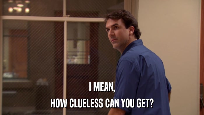 I MEAN, HOW CLUELESS CAN YOU GET? 