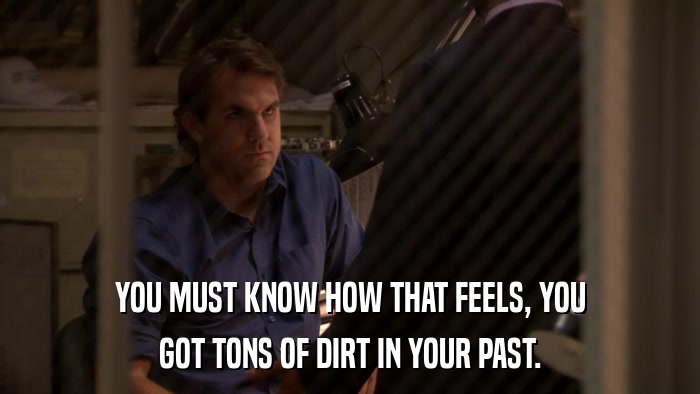 YOU MUST KNOW HOW THAT FEELS, YOU GOT TONS OF DIRT IN YOUR PAST. 